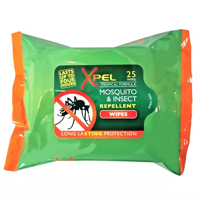 XPEL Mosquito & Insect Repellent Wipes Tropical Long Lasting Protection 25 Wipes • £4.99