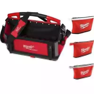 Milwaukee PACKOUT Tool Storage Tote 20  Nylon Red With (3-Pack) Zipper Tool Bags • $175.37