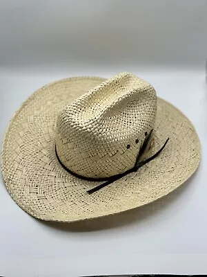 Stetson Summer Style Natural Straw Open Weave Cowboy Hat Size 7 1/4 • $35