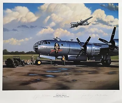 PACIFIC DOLLS SIGNED 22X26 STAN STOKES PRINT WWII W/ 5 AUTOS 497th BG TEXAS DOLL • $89.95