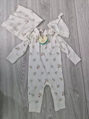 MOTHERCARE Baby Girls Sleepsuit Rainbow Dear Baby Grow & Hat 3-6 Months New Tags • £3.99