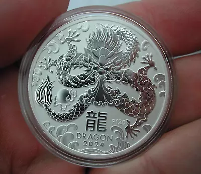 2024  Perth Mint Lunar Year Of The DRAGON 1oz 9999 Fine Silver Coin In Capsule. • £36.99