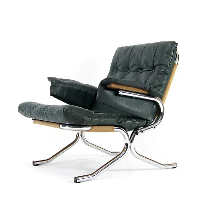 Retro Vintage Danish Leather Lounge Easy Chair Armchair 70s Mid Century Modern • £645