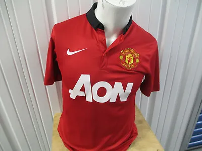 VINTAGE Nike MANCHESTER UNITED SEWN RED HOME SMALL JERSEY 2012/13 KIT EPL PREOWN • $39.99