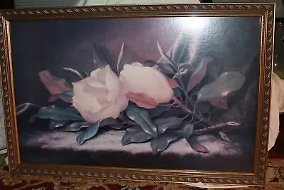 LARGE Still Life Picture Of Magnolia Leaves/BloomsFramed/Matted/Hanger • $450