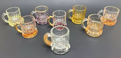 Lot Of 8 Vintage Mini Beer Mug Shot Glasses Mixed Colors Clear Red Yellow • $30