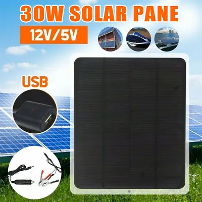 30W Solar Panel 12V Trickle Charge Battery Charger For Maintainer Marine RV Car • £13.99