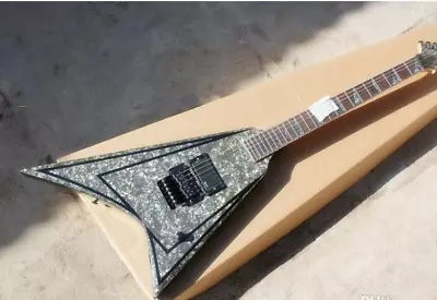 $345 • Buy Customized Special V Shaped FR Bridge Electric Guitar Blue And Black Hardware