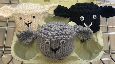 Hand Knitted - White Grey Or Black Lamb Sheep Choc Egg Cosy Novelty Easter Gift • £1.79