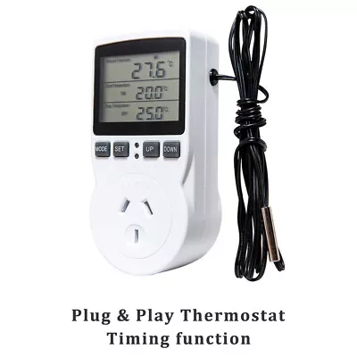 LCD Digital Thermostat Timer Plug Socket Temperature Controller 10A 240V • $33.95