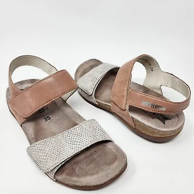 Mephisto Sandal Women's 5 Agave Tan And Snake Bucksoft Ankle Strap Cork Comfort • $39.87