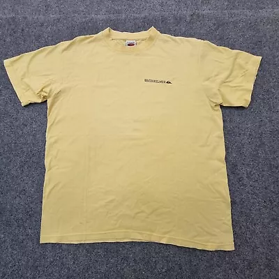 Vintage Quiksilver Shirt Mens LARGE Yellow T Shirt Cotton Short Sleeve Size L • $24.94