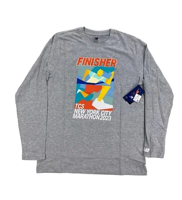 NEW New Balance New York City Marathon 2023 Finisher Long Sleeve T Shirt Gray • $24.99