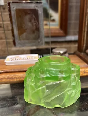 Green Uranium Glass Rocks Flower Frog For Float Bowl • $150