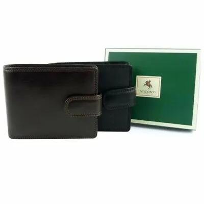 Mens Quality Leather Tabbed Wallet By Visconti; Heritage Collection Gift Boxed • $44.88