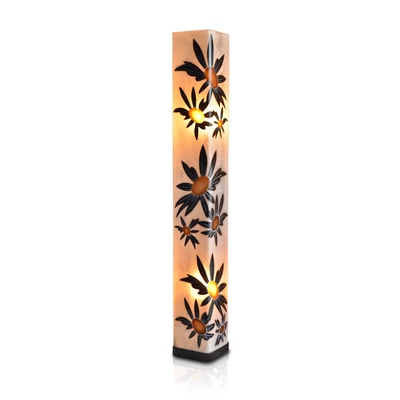 £100.75 • Buy Home Lighting Black Red Flowers Lily Square Floor Lamp 137.5 X 22 Cm