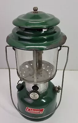 VTG Coleman Green Outdoor Camping Lantern Model 220F 10 1970 Glass Globe Rare • $29.99