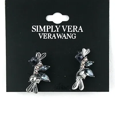 Simply Vera By Vera Wang Earrings Blue Gray Rhinestones Silver Tone Clear Crysta • $14