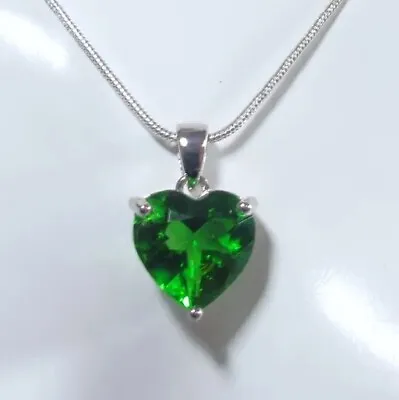 Mt. St Helens Helenite / Gaia Stone 925 Silver  Green Heart Pendant 12x12 Mm • $37.99