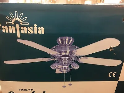 Fantasia Gemini Ceiling Fan 42in Stainless Steel With Light Kit - Ex Display • £199