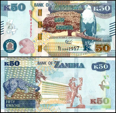 $5.99 • Buy Zambia 50 Kwacha, 2022, P-60a.4, UNC
