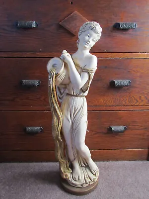 VIntage Universal Statuary Corp Grecian Roman Woman Pouring Jug 26  1959 #559 • $125