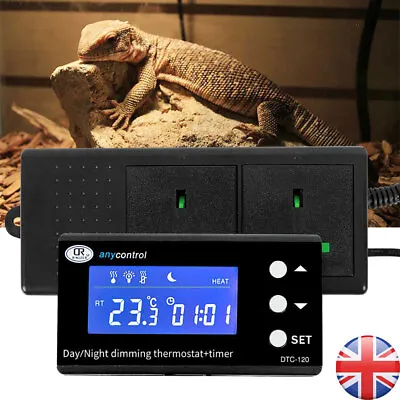 Dimming Reptile LCD Digital Temperature Controller Day Night Thermostat Timmer • £30.99
