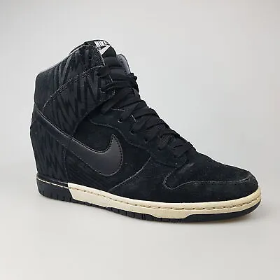 Women's NIKE 'Dunk Sky HI' Sz 8 US Shoes Black White Suede | 3+ Extra 10% Off • $76.99