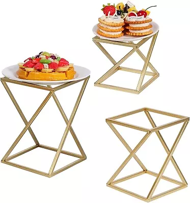 Twisting Brass Metal Pizza Rack Dessert Serving Risers For Cupcake 3-Piece Set • £41.83