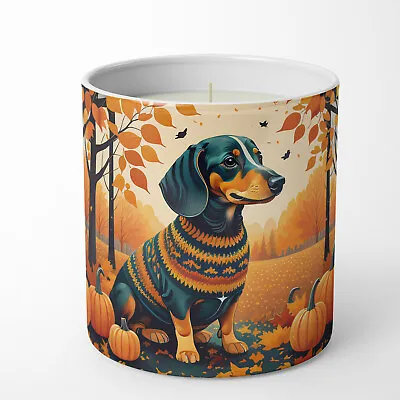 Dachshund Fall Pumpkin Spice Scent 10 Oz Decorative Soy Candle DAC1042CDL • $20.99