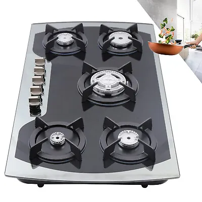 35.4  Gas Cooktop Stove Top 5 Burners Tempered Glass Built-In LPG/NG Gas Cooker • $175.78