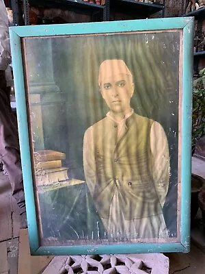 Vintage Old India's 1st Prime Minister Jawaharlal Nehru Lithograph Print Framed • $447.30