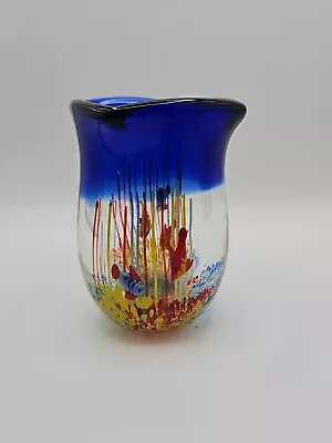  MURANO Art Glass Aquarium Vase Tropical Fish SOMMERSO Heavy Thick Art Glass  • $50