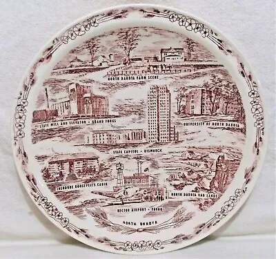 Antique Vernon Kilns Plate North Dakota State Collector Plate Red & White • $10