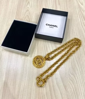 CHANEL Chanel Round Coco Mark Vintage Chain Necklace Necklace 94A With Box Sto • $1567.32