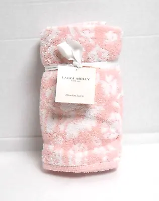 Laura Ashley 2 Hand Towels Celina Pattern Pink & White • $23.89