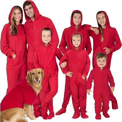 Family Matching Bright Red Hoodie Fleece One Piece • $22.95