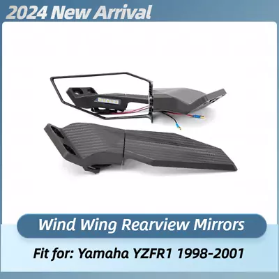 Rearview Wind Wing Mirrors W/ LED Turn Signals Lights For Yamaha 1998-2001 YZFR1 • $45.50