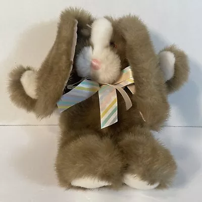 Aurora Brown Floppy Ears Easter Bunny Pink Nose Satin Ears Pastel Ribbon • $20.99