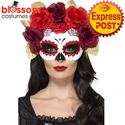 AC170 Ladies Day Of The Dead Mexican Senorita Roses Costume Eye Mask Halloween • $26.50