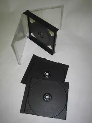 25 Pcs 22mm Multi-3 Triple Cd Cases W/50 Black Trays Unassembled 1058tp/qj01 • $35