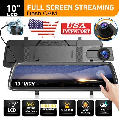 10  Full Touch Mirror Dash Cam Dual Lens Front & Rear View Mirror Backup Camera • $55.99