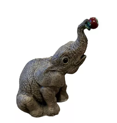 The Herd Elephants  Mac  Figurine 3163 Marty Sculpture Red Apple Trunk Up • $40