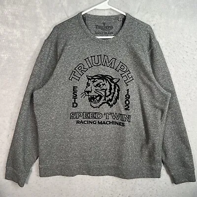 Lucky Brand X Triumph Motorcycles Speed Twin Sweater Adult 2XL Gray Sweatshirt • $34.99