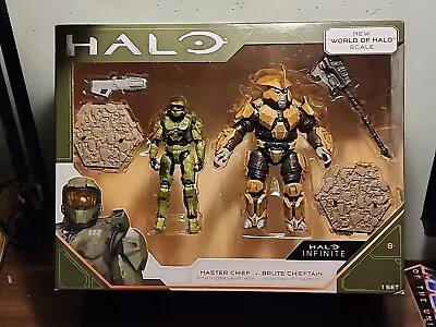 World Of Halo Infinite 2 Action Figure Pack Master Chief Vs. Brute Chieftain  • $16