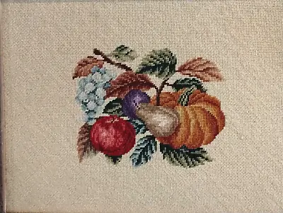 Vintage Finished Needlepoint Harvest Fall Vegetables Pumpkin Complete Needlework • $31.44