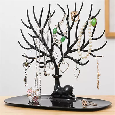Deer Tree Jewelry Stand Display Organizer Necklace Earring Ring Holder Show Rack • £6.11