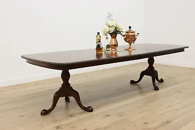 Georgian Antique English Mahogany Dining Table Opens 9.5' #47573 • $2450