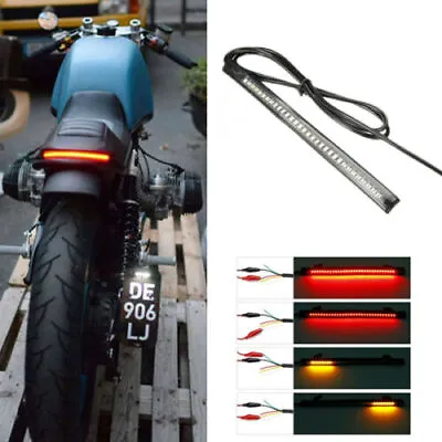 LED Motorcycle Turn Signals Flexible Strip Blinkers Amber Red Flush Tail Light • $14.99