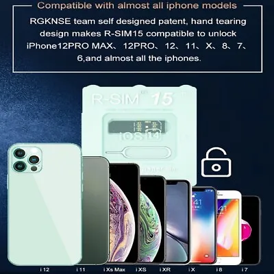 R-SIM15+ Nano Unlock RSIM Card Fit For IPhone 13 12 Mini 12 Pro XS MAX 8 IOS 15 • $12.78